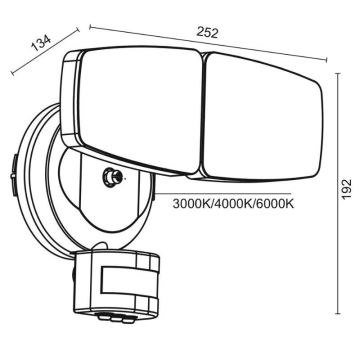 LED Zunanji reflektor s senzorjem LED/24W/230V 3000/4000/6000K IP54 bela