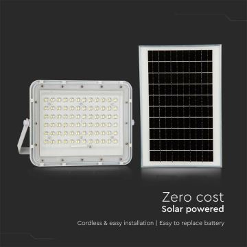 LED Zunanji zatemnitven solarni reflektor LED/15W/3,2V IP65 4000K bela + Daljinski upravljalnik