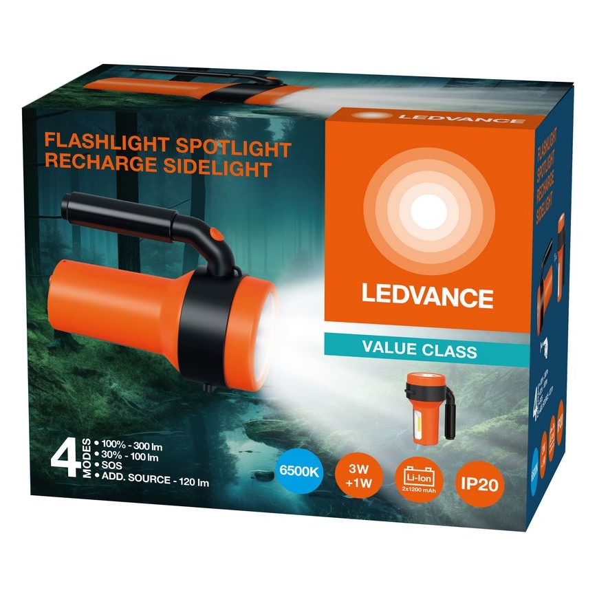 Ledvance - LED Polnilna baterijska svetilka s power bank FLASHLIGHT LED/3W/5V 2400mAh