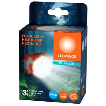 Ledvance - LED Polnilna naglavna svetilka FLASHLIGHT LED/1,5W/5V 1200mAh