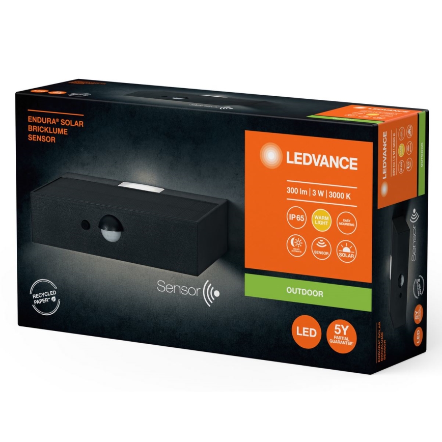 Ledvance - LED Solarna stenska svetilka s senzorjem ENDURA SOLAR LED/3W/4,2V IP65