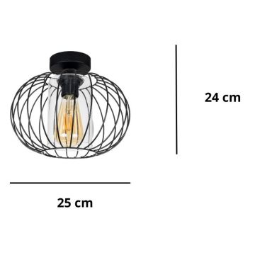 Lestenec CORRINI 1xE27/60W/230V pr. 25 cm črna/prozorna