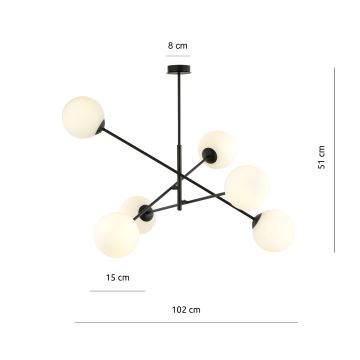 Lestenec na drogu LINEAR 6xE14/10W/230V črna/bela