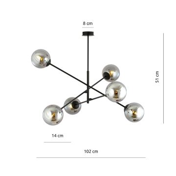 Lestenec na drogu LINEAR 6xE14/10W/230V črna/siva