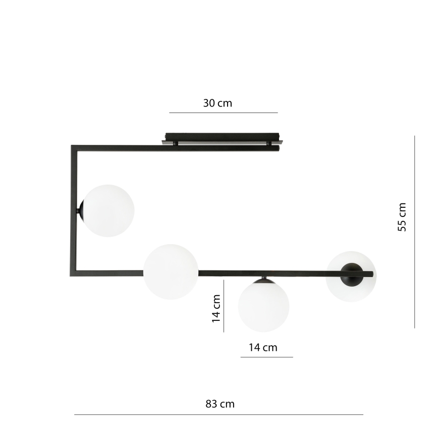 Lestenec na drogu SOMA 4xE14/10W/230V črna/bela