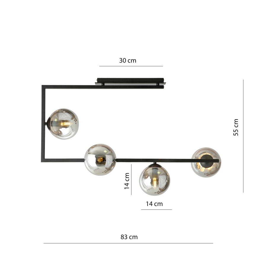 Lestenec na drogu SOMA 4xE14/10W/230V črna/siva