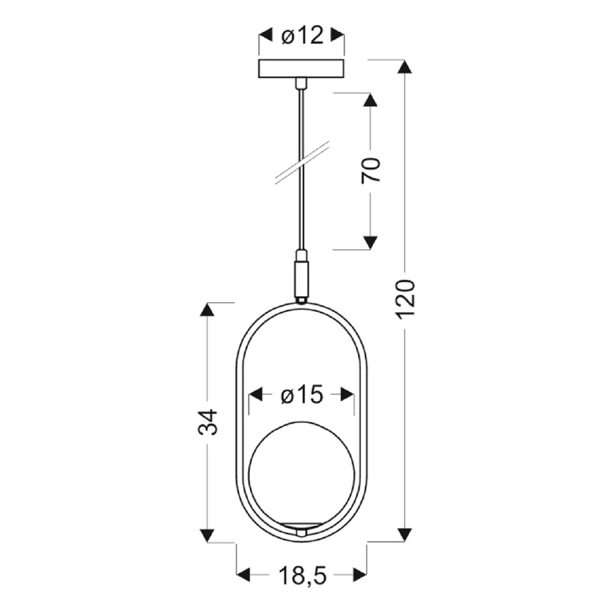 Lestenec na vrvici CORDEL 1xG9/28W/230V sijajni krom