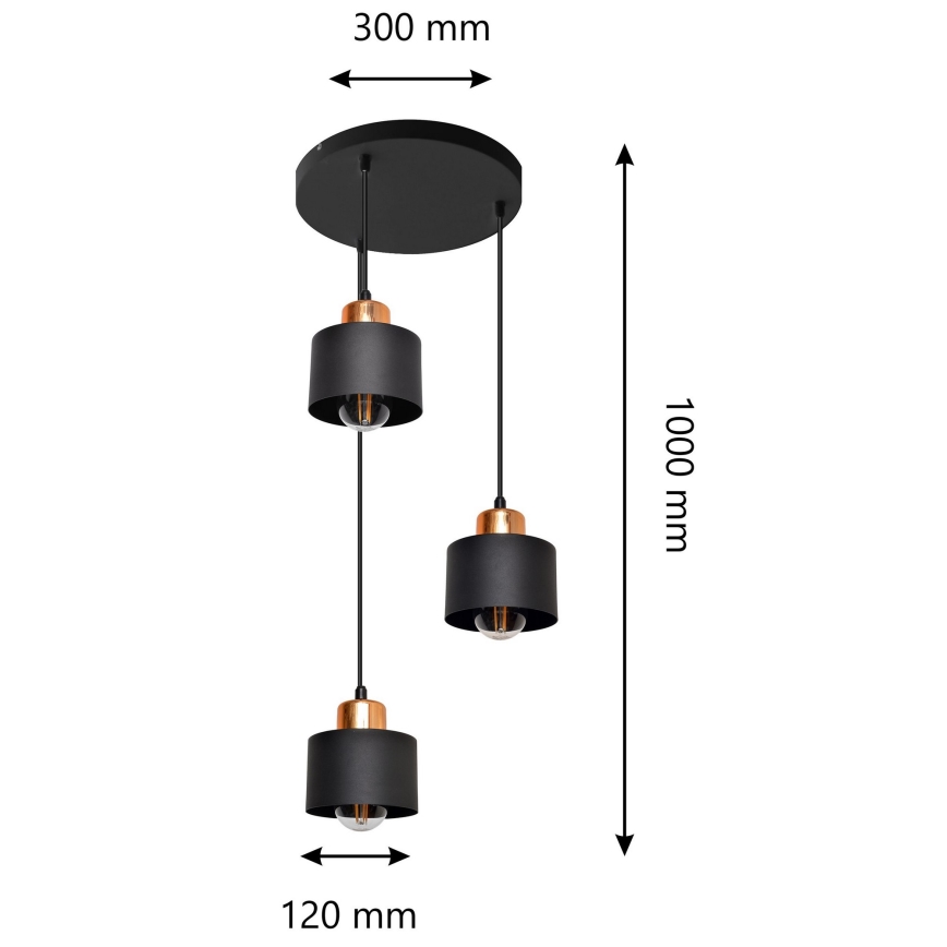 Lestenec na vrvici EDISON 3xE27/60W/230V