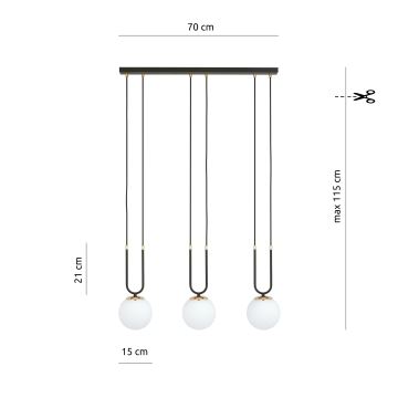 Lestenec na vrvici GLAM 3xE14/10W/230V črna