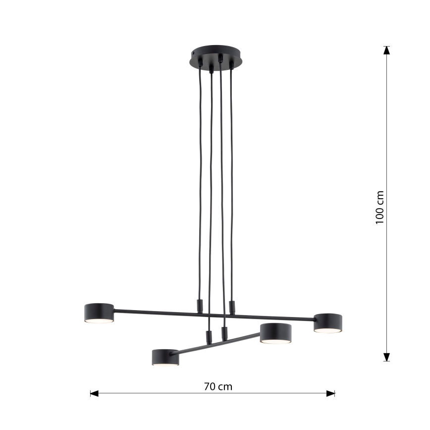 Lestenec na vrvici MODUS 4xGX53/12W/230V črna