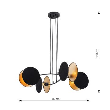 Lestenec na vrvici MOTIF 4xE27/15W/230V črna