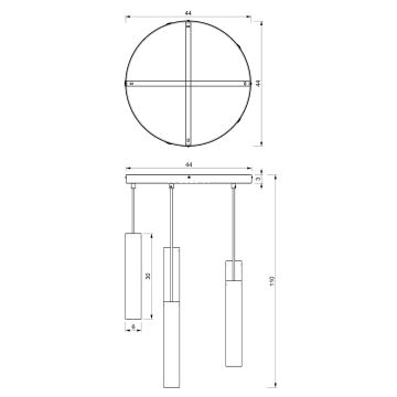 Lestenec na vrvici RAITO 6xGU10/8W/230V črna