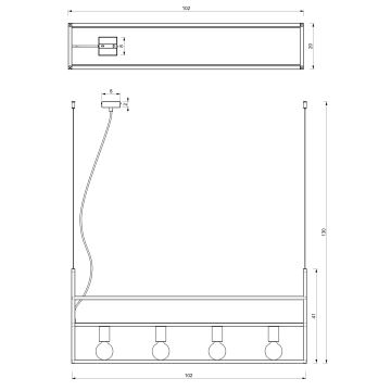 Lestenec na vrvici SHELF 4xE27/60W/230V