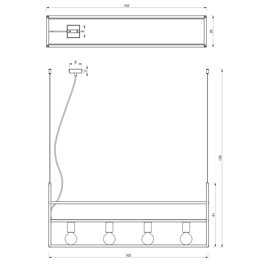 Lestenec na vrvici SHELF 4xE27/60W/230V