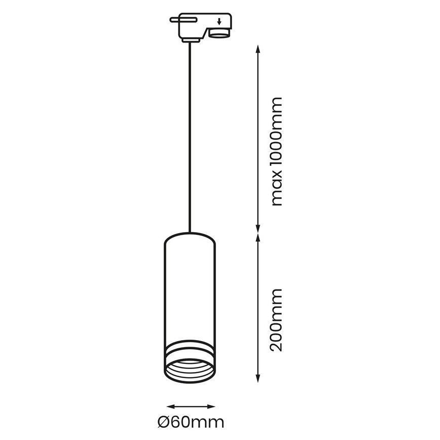 Lestenec na vrvici za tračni sistem PIPE 1xGU10/25W/230V črn