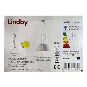 Lindby - LED RGB Zatemnitveni lestenec na vrvici CAROLLE LED/10W/230V Wi-Fi Tuya