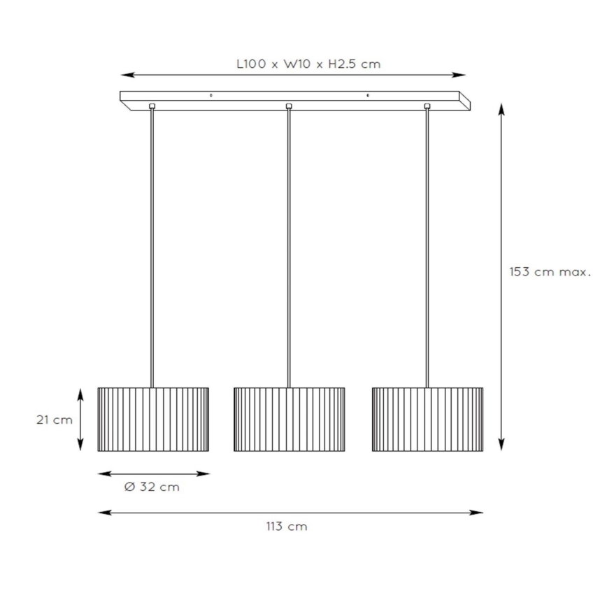 Lucide 03429/03/30 - Lestenec na vrvici MAGIUS 3xE27/40W/230V bambus