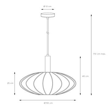 Lucide 03447/52/30 - Lestenec na vrvici CORINA 1xE27/40W/230V pr. 50 cm črna