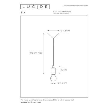 Lucide 08408/01/30 - Lestenec na vrvici FIX 1xE27/60W/230V