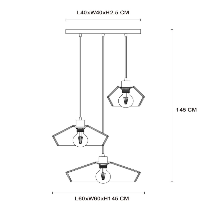 Lucide 10413/03/72 - Lestenec na vrvici YUNKAI 3xE27/60W/230V rjava