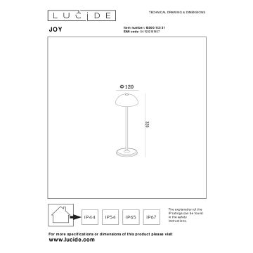 Lucide 15500/02/31 - LED Zatemnitven na dotik zunanji svetilka JOY LED/1,5W/4V IP54 bela