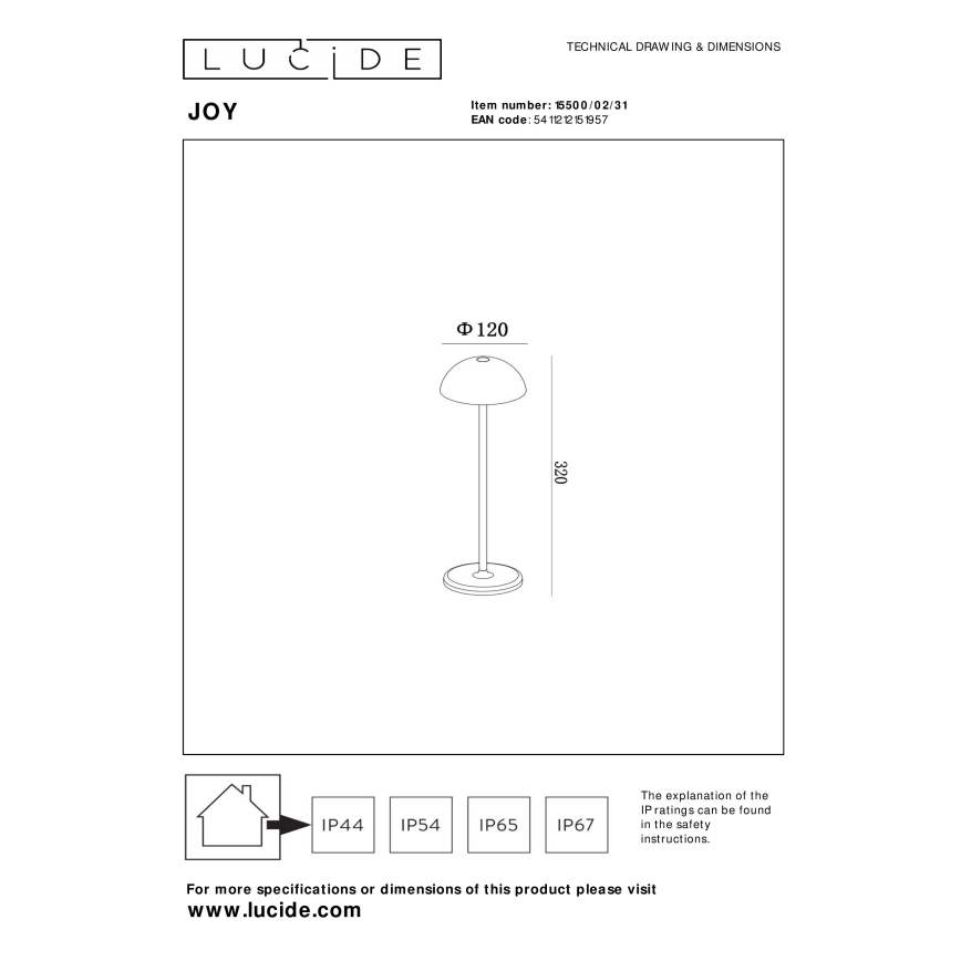 Lucide 15500/02/31 - LED Zatemnitven na dotik zunanji svetilka JOY LED/1,5W/4V IP54 bela