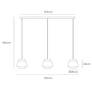 Lucide 21435/03/38 - Lestenec na vrvici TRIBUTE 3xE27/40W/230V krem barva