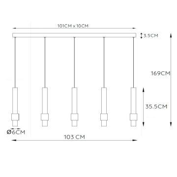 Lucide 24402/30/30 - LED Zatemnitveni lestenec na vrvici MARGARY 5xLED/4,2W/230V črna