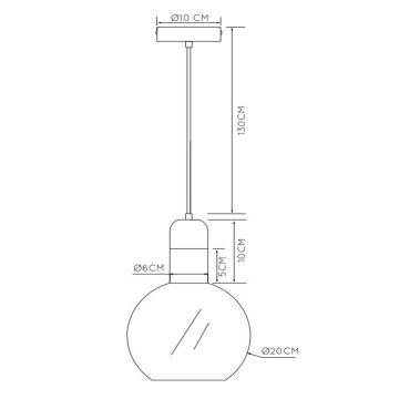 Lucide 34438/20/61 - Lestenec na vrvici JULIUS 1xE27/40W/230V pr. 20 cm