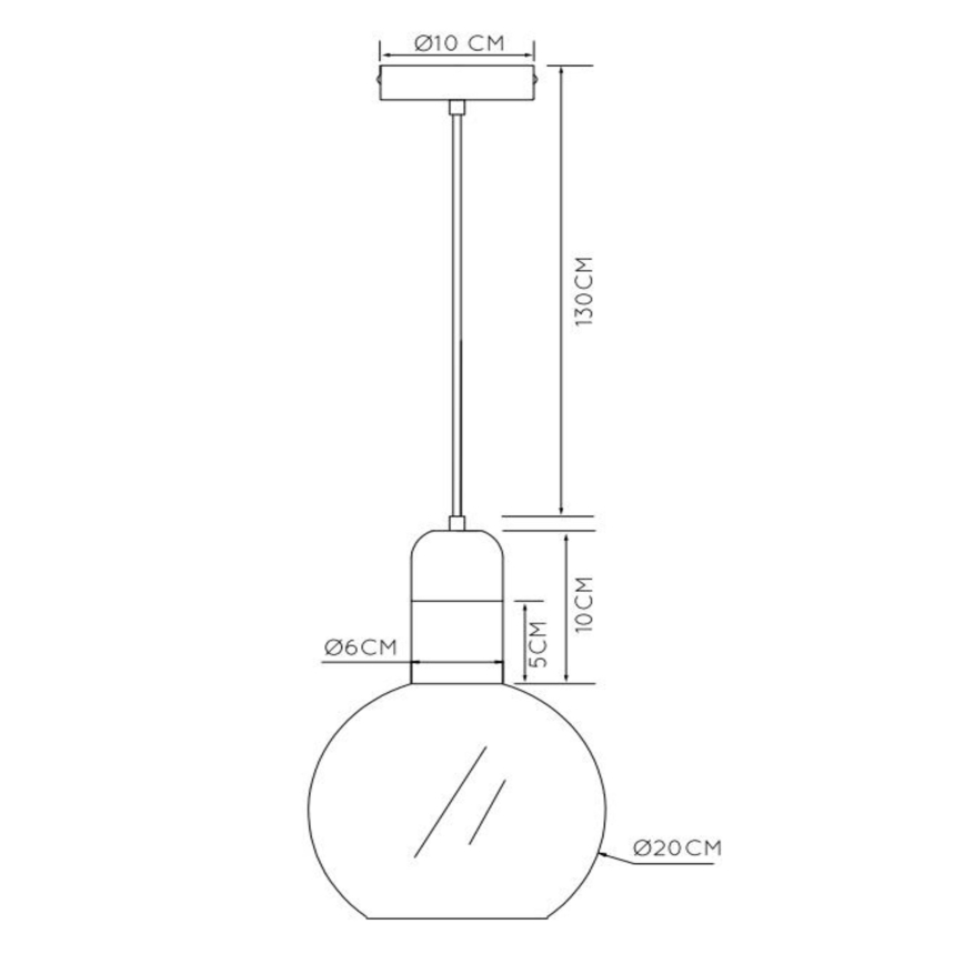 Lucide 34438/20/61 - Lestenec na vrvici JULIUS 1xE27/40W/230V pr. 20 cm