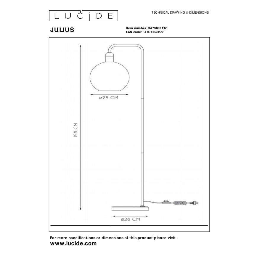 Lucide 34738/01/61 - Talna svetilka JULIUS 1xE27/40W/230V