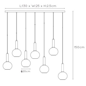 Lucide 45402/07/30 - Lestenec na vrvici MARIUS 7xE27/40W/230V črna