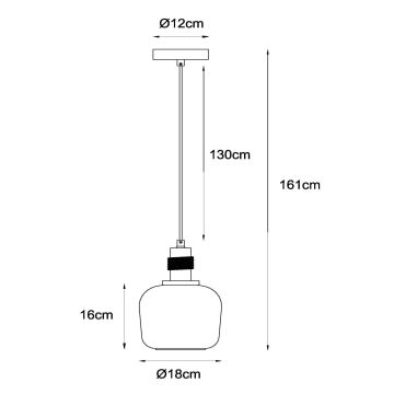 Lucide 45408/18/62 - Lestenec na vrvici ILONA 1xE27/40W/230V pr. 18 cm črna/bež