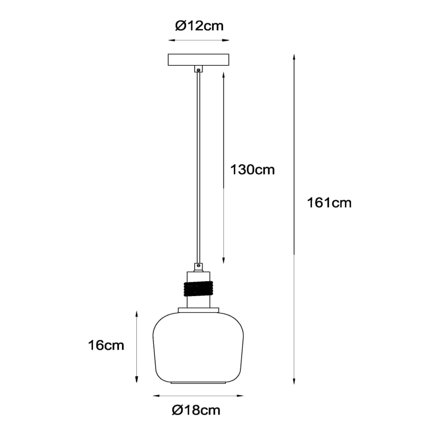 Lucide 45408/18/62 - Lestenec na vrvici ILONA 1xE27/40W/230V pr. 18 cm črna/bež