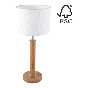 Namizna svetilka BENITA 1xE27/60W/230V 61 cm bela/hrast – FSC certifikat