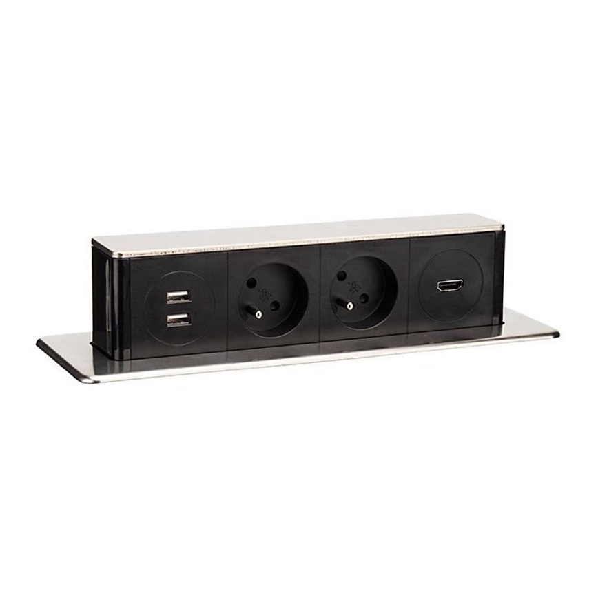 Namizne vtičnice za namizno desko 2x230V + 2xUSB + HDMI