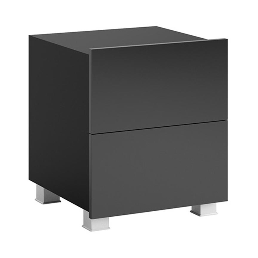 Nočna omarica PAVO 45x40 cm črna sijajna/mat črna