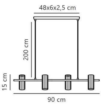 Nordlux - Lestenec na vrvici ALANIS 4xGU10/15W/230V črna