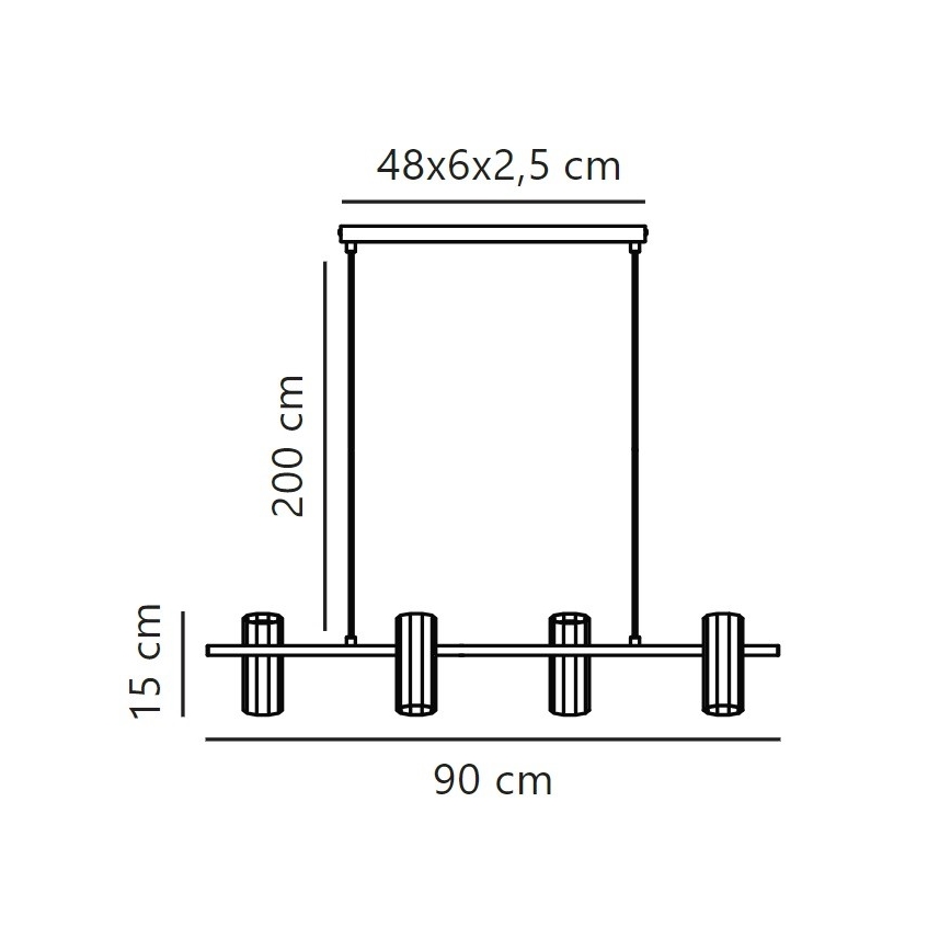 Nordlux - Lestenec na vrvici ALANIS 4xGU10/15W/230V črna