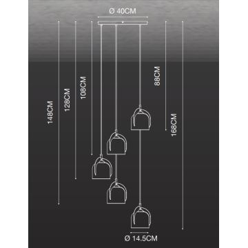 Nordlux - Lestenec na vrvici BOSHI 5xE14/40W/230V