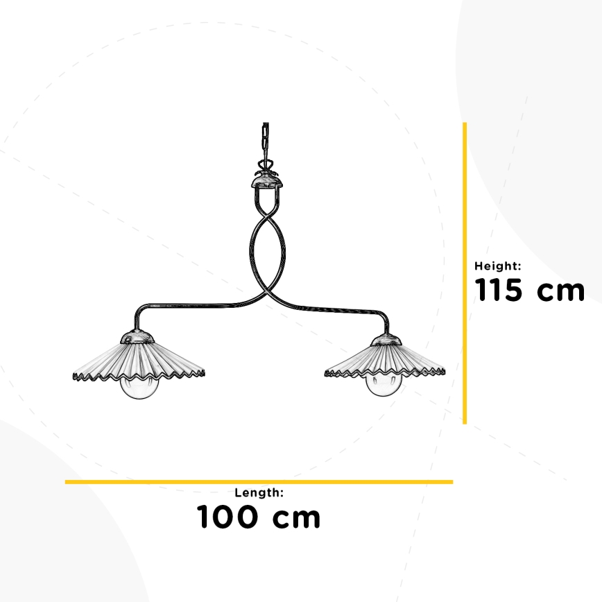 ONLI - Lestenec na verigi ROSINA 2xE27/22W/230V bron