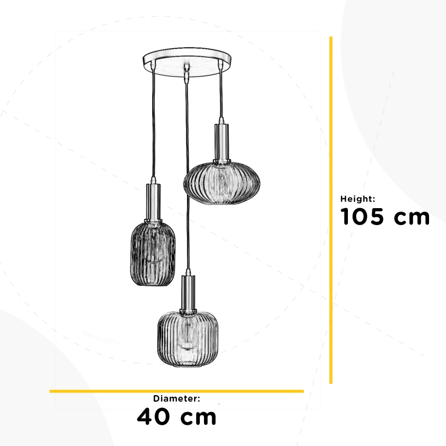 ONLI - Lestenec na vrvici DOROTY 1xE27/22W/230V modra/zlata