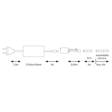 Paulmann 70628 - LED RGB/36W IP44 Zatemnitveni trak MAXLED 3m 230V + Daljinski upravljalnik