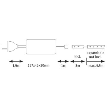 Paulmann 70666 - LED/20W IP44 Kopalniški trak MAXLED 3m 230V