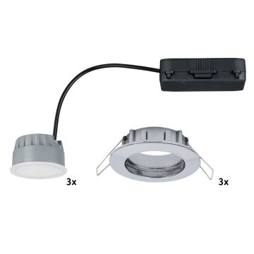 Paulmann 92829 - SET 3x LED/6,8W IP44 Kopalniška zatemnitvena vgradna svetilka COIN 230V