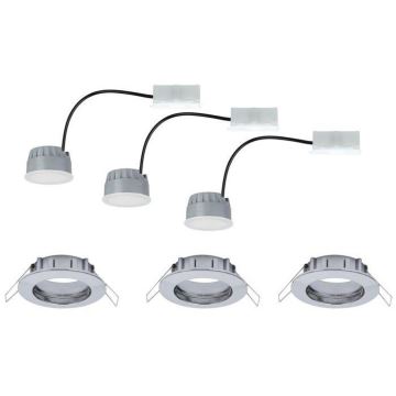 Paulmann 93960 - SET 3xLED/7W IP44 Zatemnitvena kopalniška vgradna svetilka COIN 230V