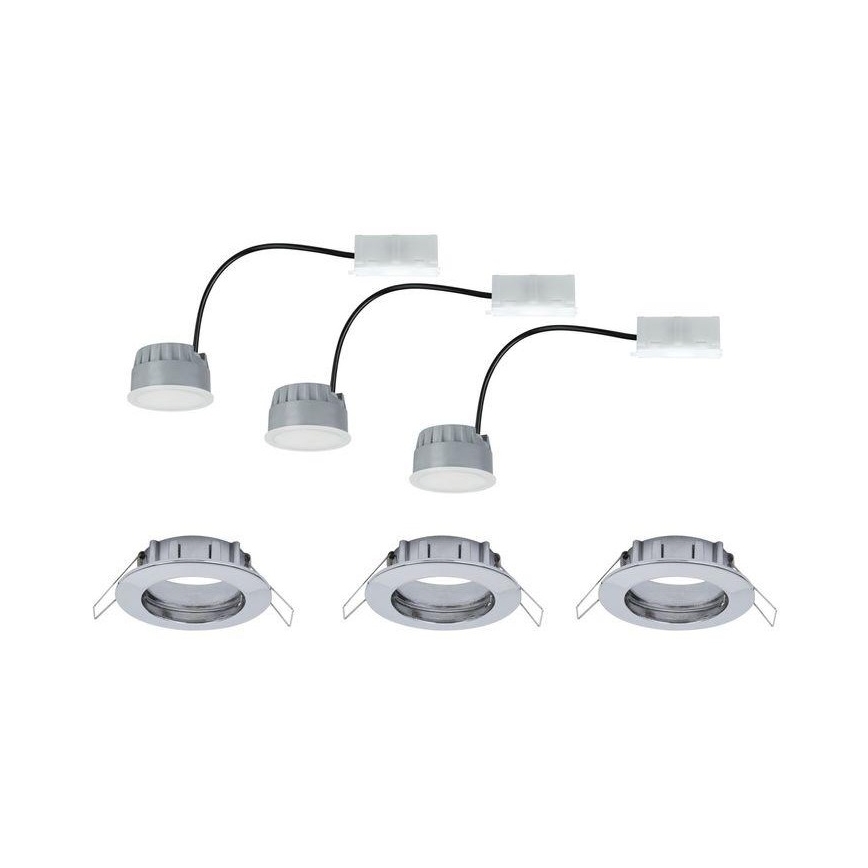 Paulmann 93960 - SET 3xLED/7W IP44 Zatemnitvena kopalniška vgradna svetilka COIN 230V