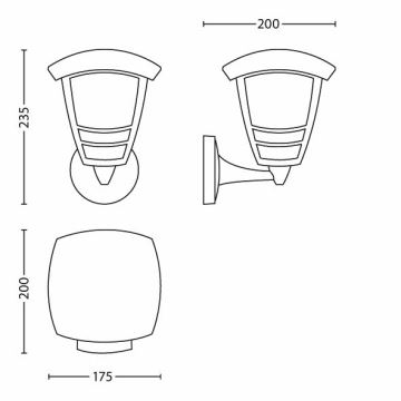 Philips 15380/30/16 - Zunanja stenska svetilka MYGARDEN CREEK 1xE27/60W/230V