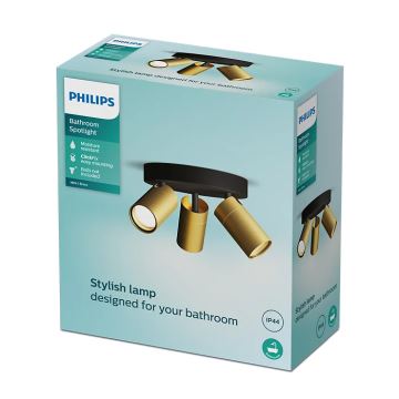 Philips - Kopalniški reflektor IDRIS 3xGU10/5W/230V IP44 črna/zlata