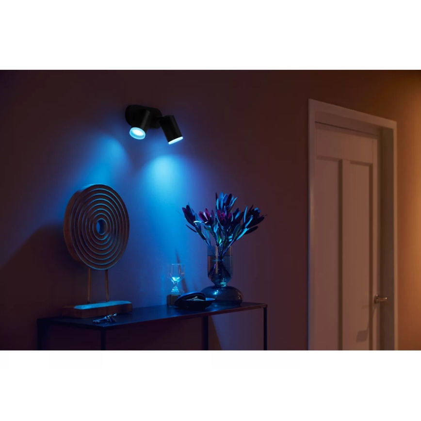 Philips - LED RGBW Zatemnitveni reflektor Hue FUGATO 2xGU10/4,2W/230V 2000-6500K črna